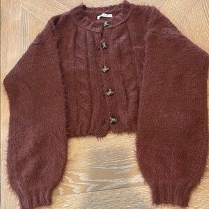 12th Tribe Burgundy Cardigan Sweater